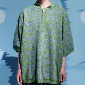 Henrik Vibskov Polo Knit Green Melange Shirt One Size